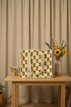 Sunflower Floral Quilted Cotton Tote Bag